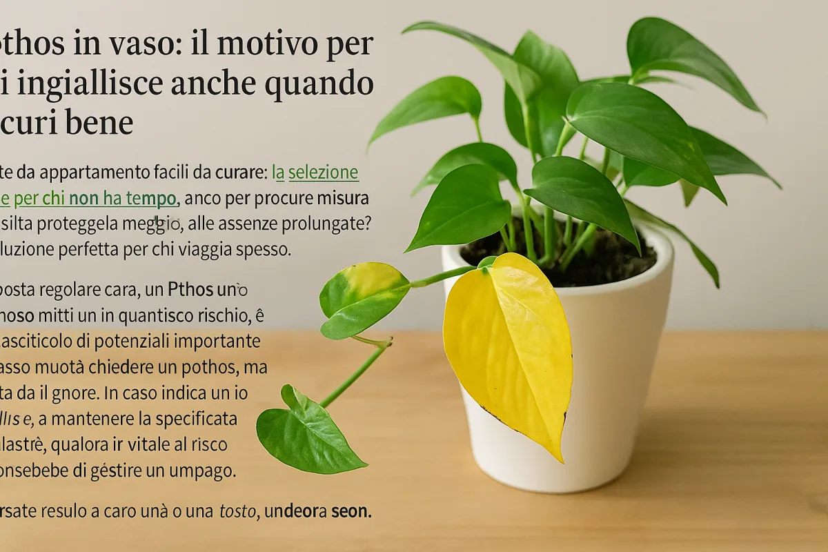 Pothos in vaso: il motivo per cui ingiallisce anche quando lo curi bene