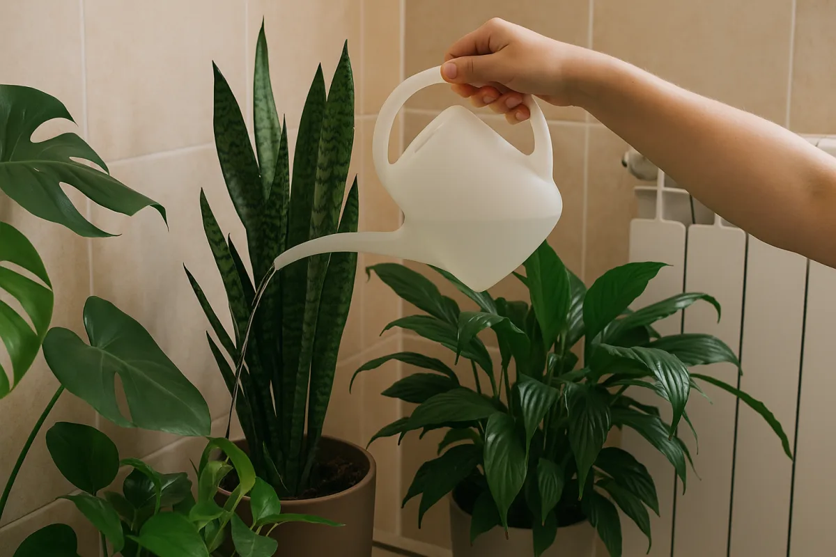 Innaffiare le piante da bagno senza finestra: la frequenza che salva le radici